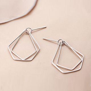 Perforated Ear Stud 1 Pair - Stud Earrings - Silver - One Size