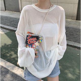 Long-sleeve Oversize Sheer Knit Top
