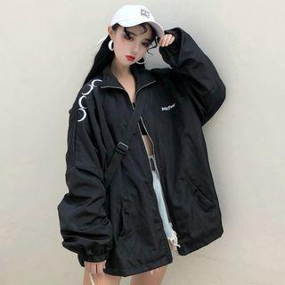 Crescent Embroidered Zip-up Jacket