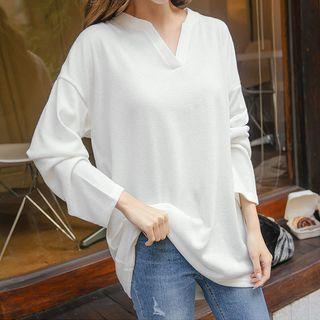 Plus Size Open-placket T-shirt