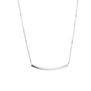 925 Sterling Silver Curved Bar Pendant Necklace Silver - One Size