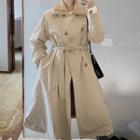 Double-breasted Long Trench Coat Almond - One Size