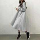 Ruffle-hem Fleece-lined Midi Pullover Dress