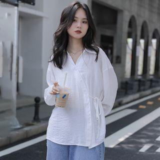 Side-tie Asymmetrical Shirt