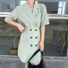 Short-sleeve Double Breast Tie-waist Coat Dress