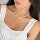 Pendant Pearly Bead Necklace White - One Size