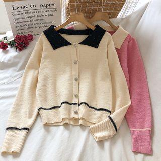 Collared Glitter Cardigan