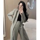 Details Tie-accent Loose Blazer / High-waist Wide-leg Dress Pants