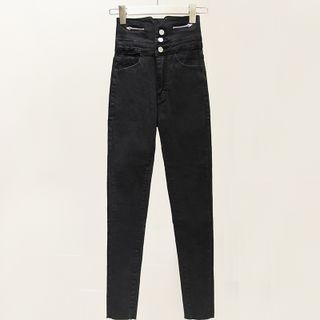 Brushed Fleece-lined High-waist Skinny Jeans
