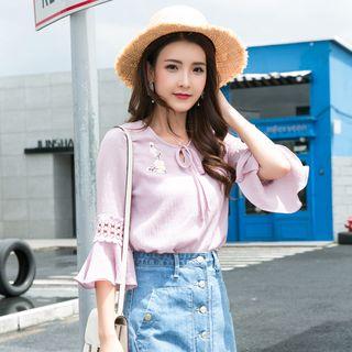 3/4 Sleeve Ruffled Top