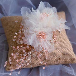 Wedding Flower Mesh Headpiece Headpiece - White - One Size