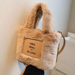 Lettering Fluffy Bucket Bag