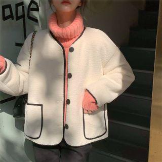 Long-sleeve Color-block Pocket Coat