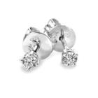 18k White Gold Round Diamond 4-prong Setting Earrings (3mm Diameter) (0.15 Ct)