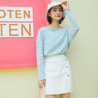 Long-sleeve Striped T-shirt Stripe - Blue - One Size