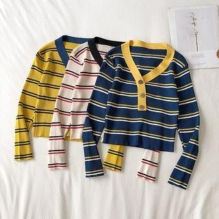 Contrast Trim Striped Long-sleeve T-shirt