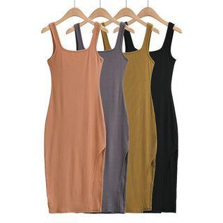 Slit Midi Bodycon Tank Dress
