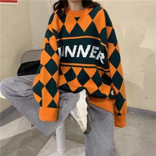 Printed Crew-neck Oversize Sweater