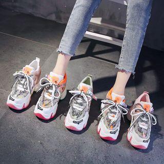 Multi-color Mesh Panel Platform Sneakers