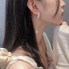 Asymmetrical 925 Sterling Silver Faux Crystal Drop Earring