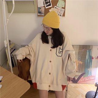 Lettering Applique Button Jacket