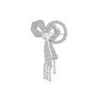 Fashion And Elegant Ribbon Tassel Brooch With Cubic Zirconia Silver - One Size