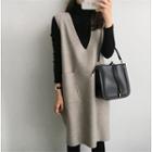 Long-sleeve Turtleneck Top / Sleeveless V-neck Dress