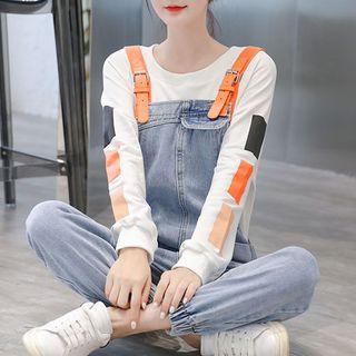Harem Denim Dungaree / Printed Sweatshirt / Set