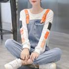Harem Denim Dungaree / Printed Sweatshirt / Set