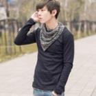 Contrast Scarf-trim Layered Long-sleeve T-shirt