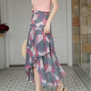 High-waist Chiffon Asymmetrical A-line Skirt