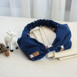 Print Bow Headband 01 - Cigarette End - Dark Blue - One Size