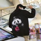 Panda Print Hooded Zip Jacket