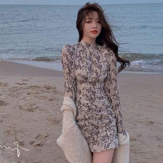 Floral Print Balloon-sleeve A-line Mini Dress