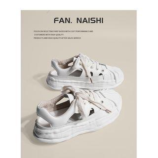 Cut-out Lace Up Platform Sandals