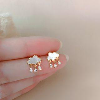 Rain Cloud Shell Rhinestone Alloy Fringed Earring 1 Pair - Silver Needle Earring - White - One Size