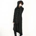 Hooded Open-front Long Jacket