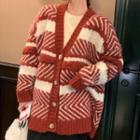 Curve Striped Cardigan Red - One Size