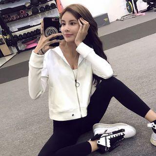 Cropped Sports Zip Hoodie