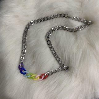 Color Block Chain Necklace Silver - One Size