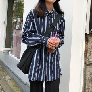 Striped Loose-fit Blouse As Shown In Figure - One Size