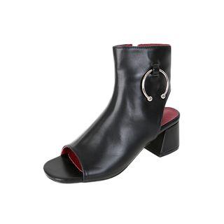 Hoop-accent Cutout Ankle Boots