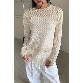 Round-neck Open Knit Top