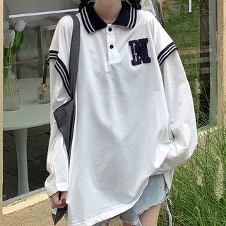 Long-sleeve Applique Panel Sweatshirt