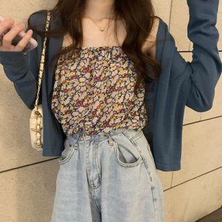 Floral Print Camisole Top / Cardigan