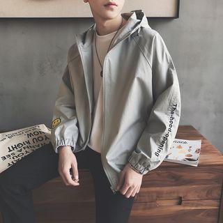Smiley Face Embroidered Hoodie Jacket