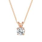 Rhinestone Pendant Stainless Steel Necklace 047 - Necklace - Rose Gold - One Size