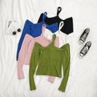 Halter Long-sleeve Slim-fit T-shirt