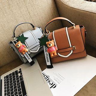 Contrast Trim Bear Charm Satchel