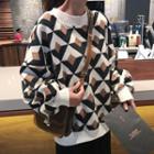 Print Sweater / Midi Pleated Skirt